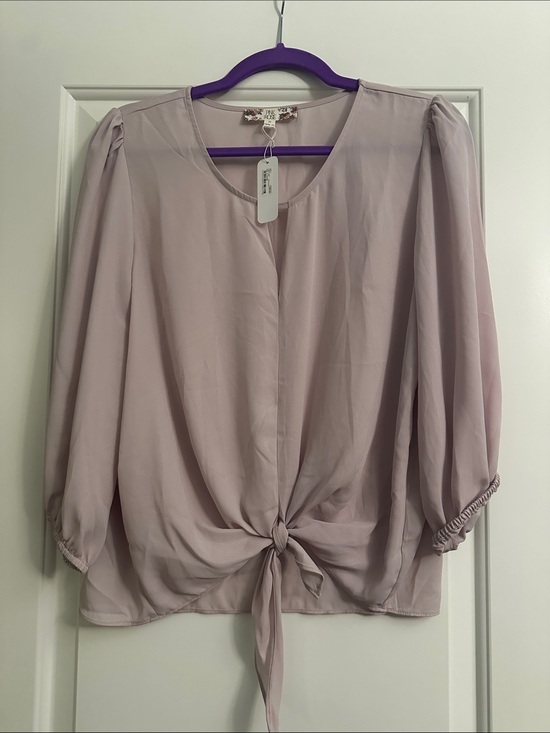 Pink Rose Tops - Sheer Tie-Front Blouse - Lilac |